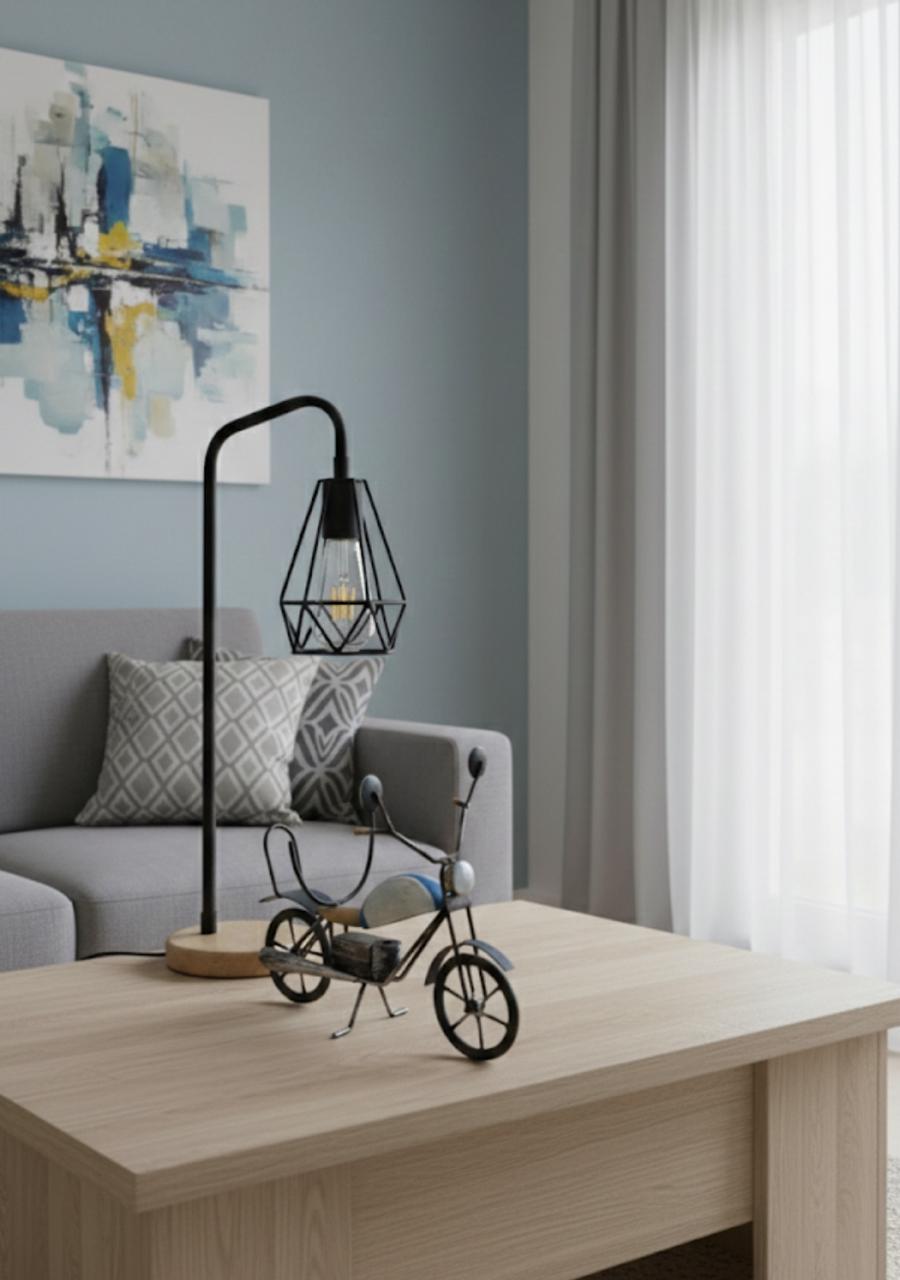 Lámpara Campana Ilu base madera