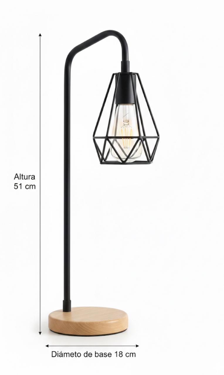 Lámpara Campana Ilu base madera